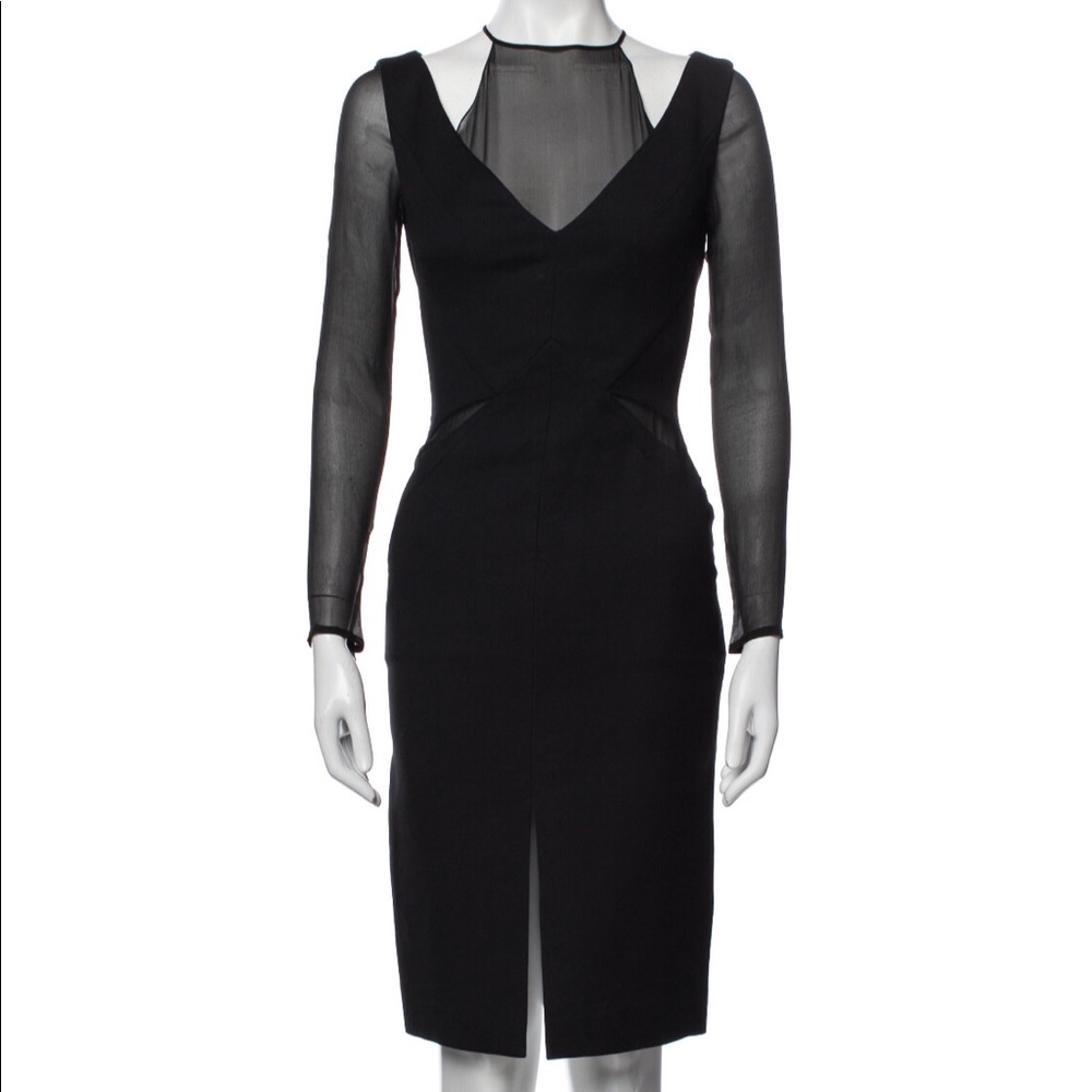 Emilio Pucci Black Chiffon Slim-Fitting Origami Pencil Dress IT40 (£2375.00)